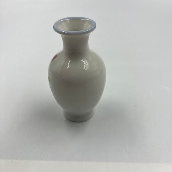 Vintage Otagiri Floral White Bud Vase Mini Pink Blue Yellow Blooms Japan Made - Picture 8 of 9